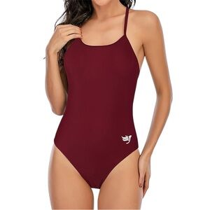 Women's Burgundy One-Piece Racerback Swimsuit